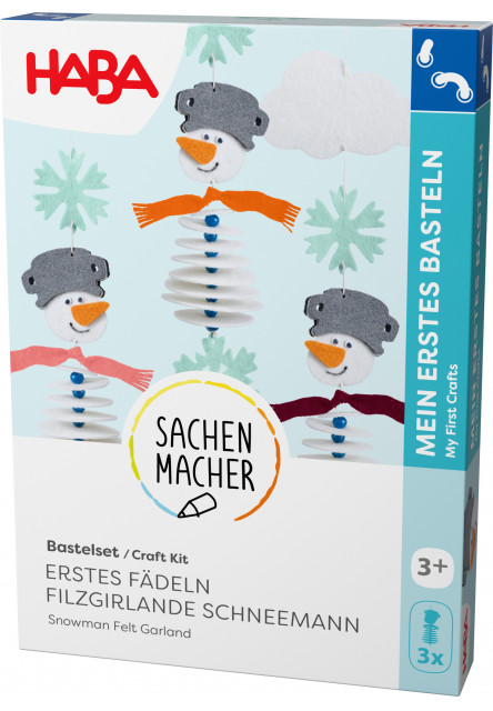 Kreatívna sada Prvé navliekanie plstená girlanda Snehuliak