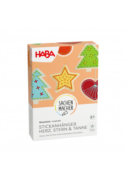 Kreatívna sada Vyšívaná dekorácia Srdce, hviezda a stromček