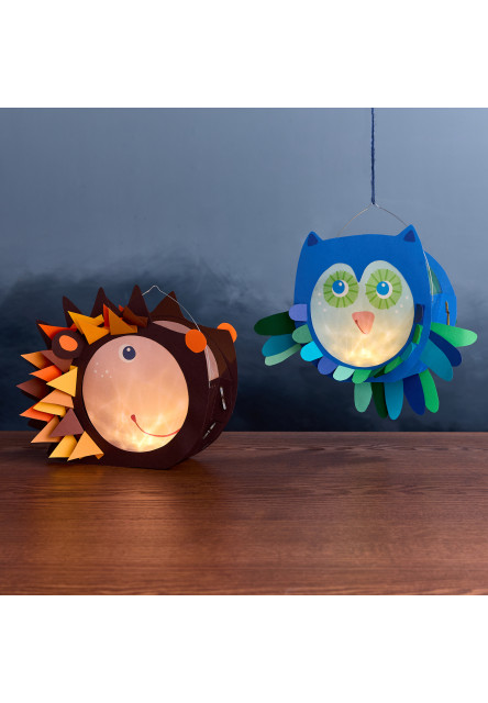 Kreatívna sada Lampáš so sponkou sova a ježko