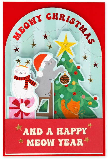 Vianočné prianie Legami Pop-Up Card - Pop-Up Greeting Card - Xmas Kitty
