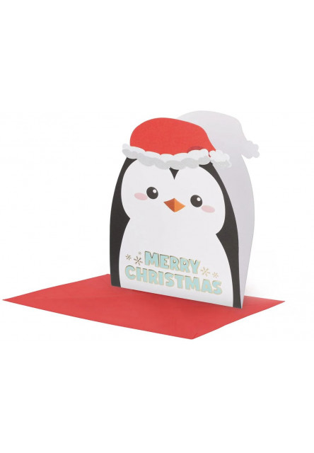 Vianočné prianie Legami Veselé Vianoce Blahoželania - 11,5X17 - Tučniak