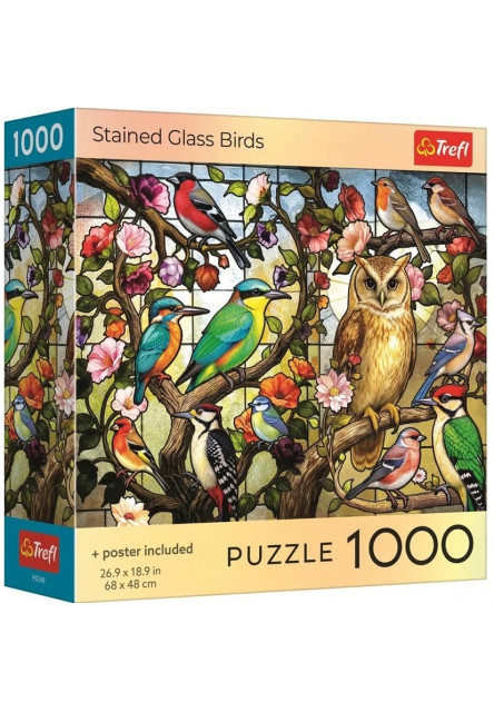 Trefl Puzzle 1000 Farebné sklenené vtáky
