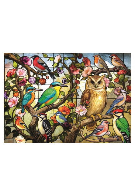Trefl Puzzle 1000 Farebné sklenené vtáky