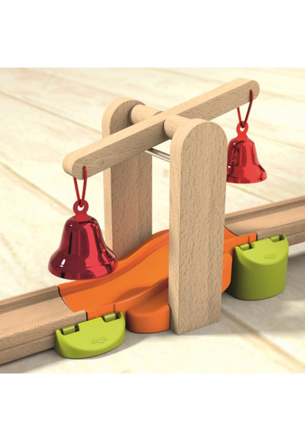 Kullerbu Drevená guličková dráha so zvončekmi a dominom