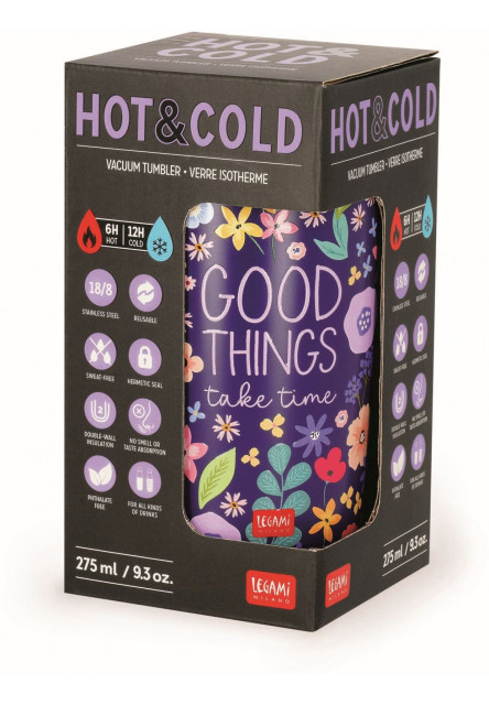Vákuový termohrnček Legami Horúce a studené 275 ml - Kvety