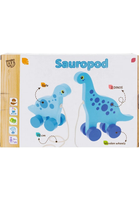 Trefl Drevená ťahacia hračka Dinosaurus Sauropod