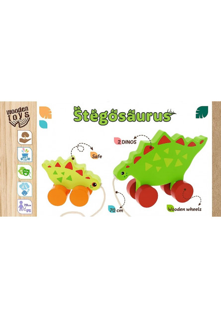 Trefl Drevená ťahacia hračka Dinosaurus  Stegosaurus