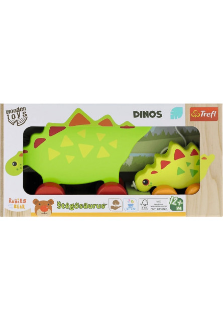 Trefl Drevená ťahacia hračka Dinosaurus  Stegosaurus
