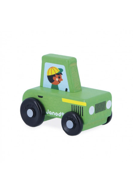 Cross roads Drevené auto na tlačenie Traktor zelený