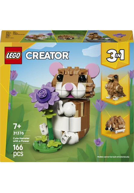 Roztomilý škrečok s kvetinou