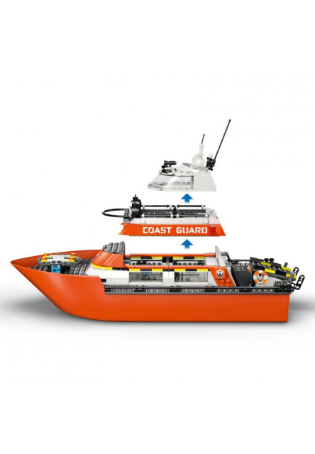 Záchranný čln pobrežnej hliadky a vrtuľník