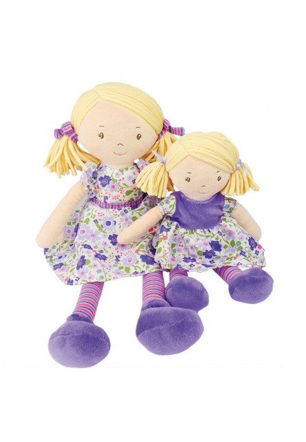 Látková bábika 26cm (Malá Peggy – fialové šaty)