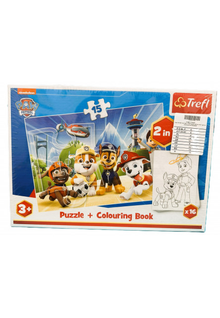 Trefl 2 in 1 puzzle a omaľovánky Paw patrol