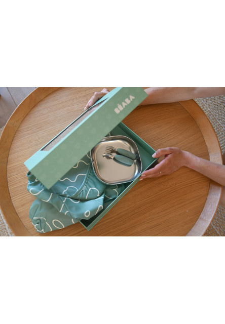 Jedálenská sada pre najmenších Sage Green