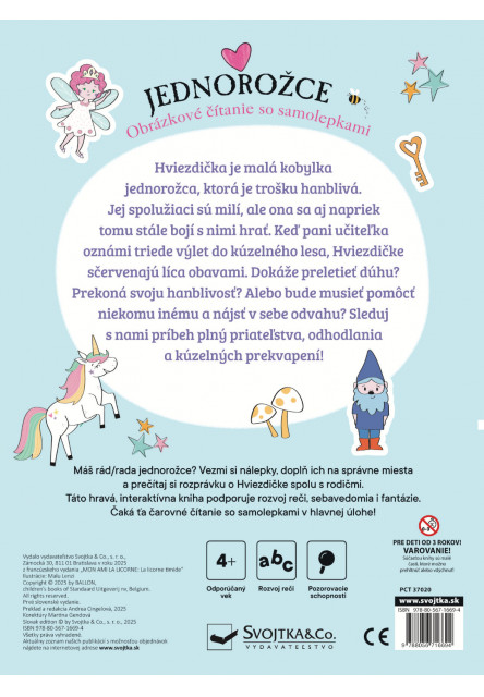 Jednorožce Obrázkové čítanie so samolepkami