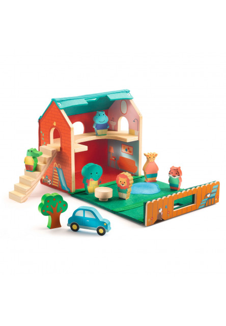 Drevený domček so zvieratkami SoftiHouse