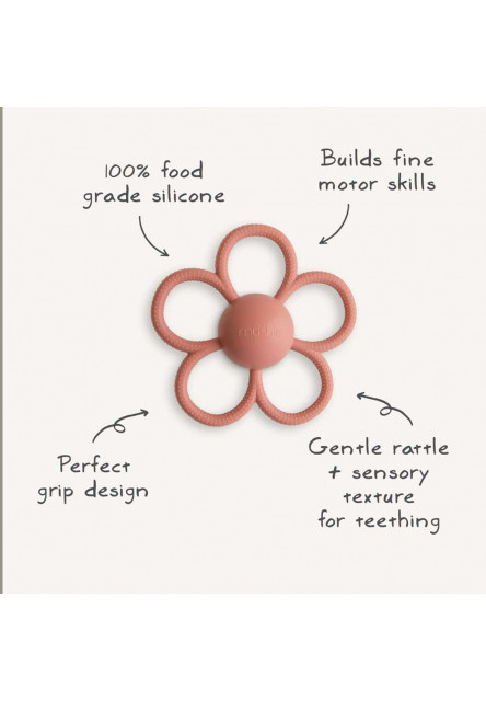 Hryzadlo s hrkálkou daisy mushie - faded denim