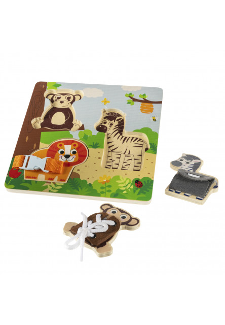 Drevené montessori puzzle, Wood, Hnedá