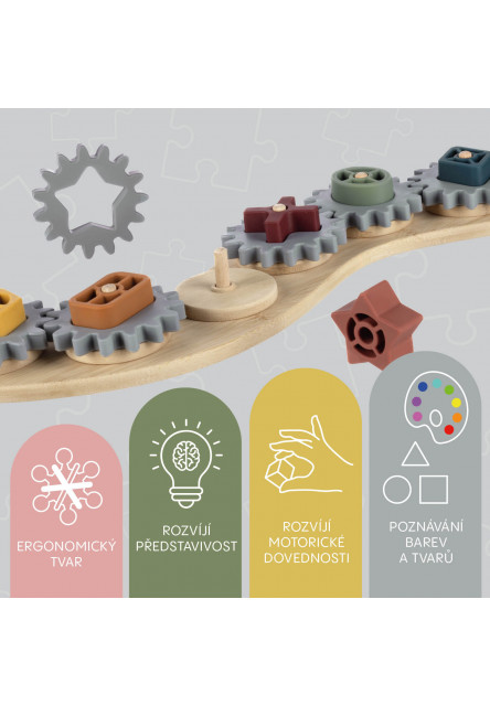 Silikónová bambusová skladačka ozubené kolieska, Multicolor