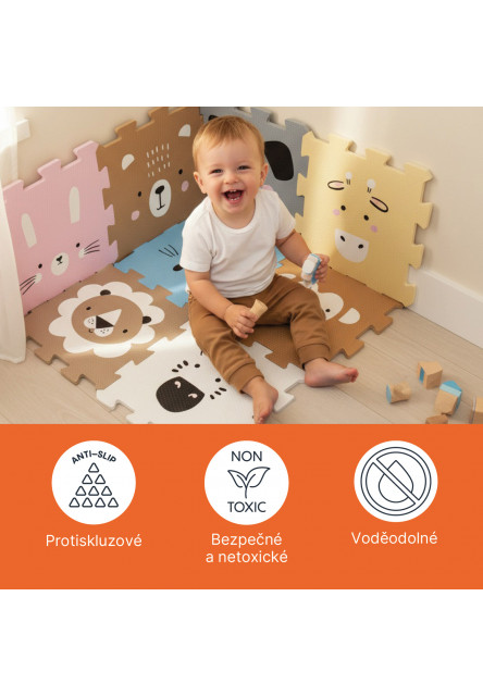 Penová podložka Puzzle 30x30 cm 9ks, Animals