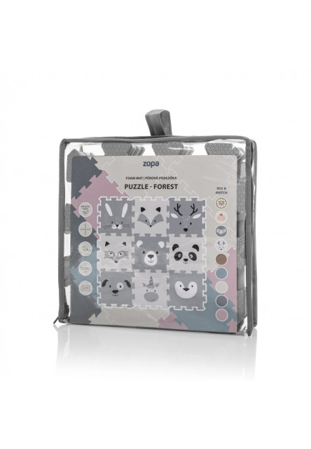Penová podložka Puzzle 30x30 cm 9ks, Forest