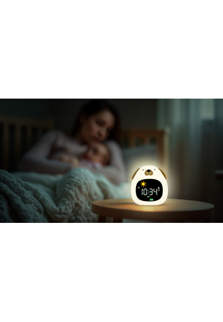 Silikónový detský budík s nočným svetlom a hudbou, Dog