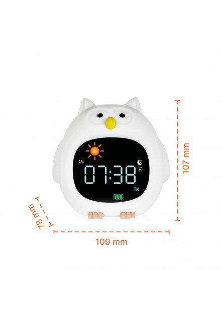 Silikónový detský budík s nočným svetlom a hudbou, Owl