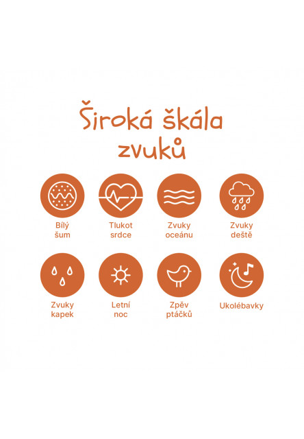 Prenosný usínací modul Premium s LED svetlom, bielym šumom a zvukmi, White