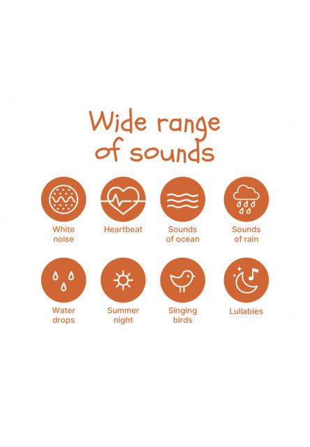 Prenosný usínací modul Premium s LED svetlom, bielym šumom a zvukmi, White