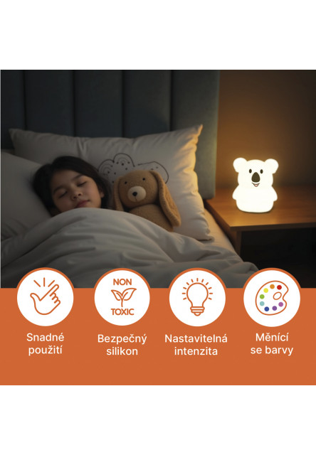 Silikónová nočná LED lampa veľkosť M, Koala