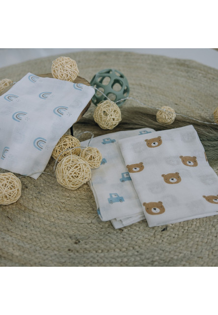 Bubaba Mušelínové látkové plienky 3 ks Teddy