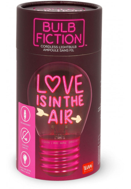 Stolná lampička v tvare žiarovky Legami Bulb Fiction - Love Is In The Air