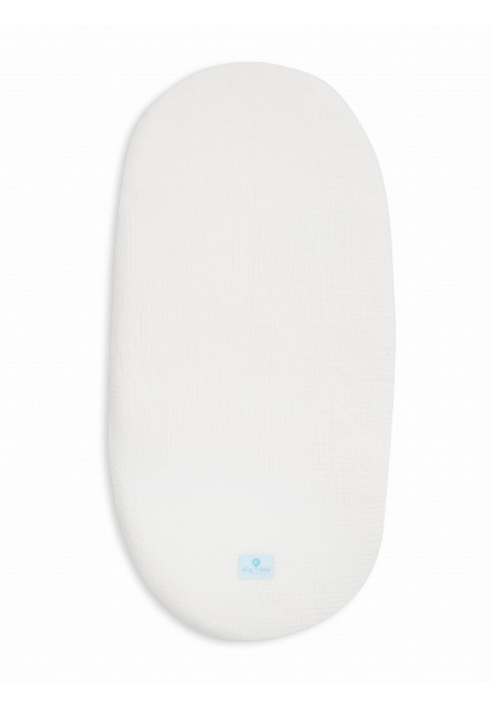 Prestieradlo Ahojbaby z mušelínovej bavlny do kočíka, košíka a kolísky biele