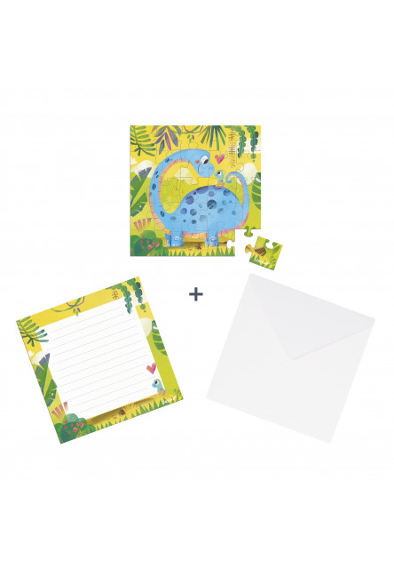 Blahoželanie k narodeninám s puzzle Mama a baby Dinosaurus