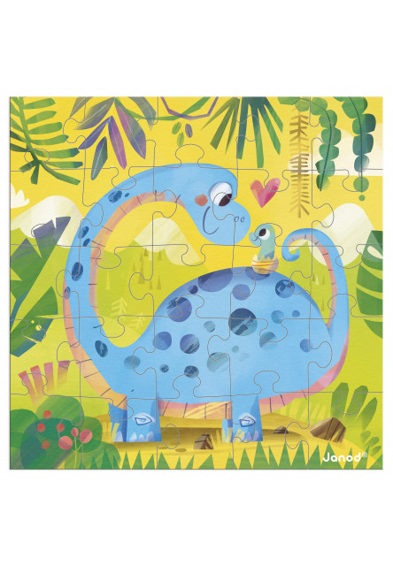 Blahoželanie k narodeninám s puzzle Mama a baby Dinosaurus