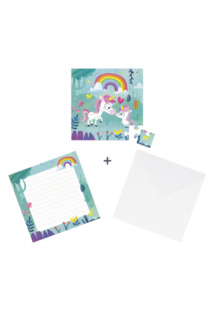 Blahoželanie k narodeninám s puzzle Mama a baby Jednorožec