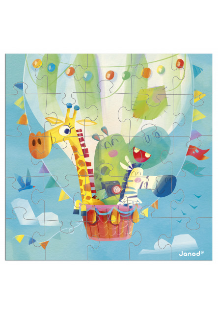 Blahoželanie k narodeninám s puzzle Let balónom