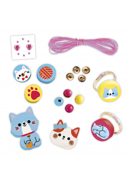 Atelier Kreatívna sada Výroba šperkov Drevené korálky Mačičky 4 ks