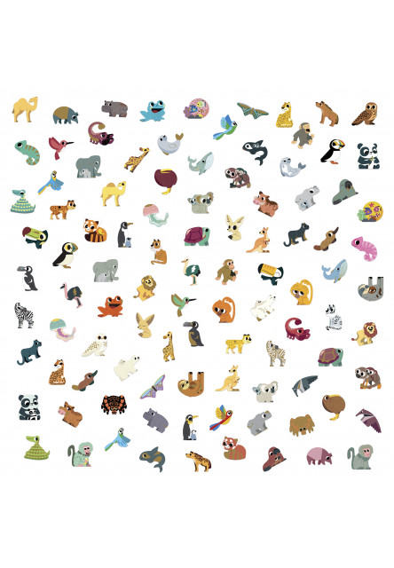 Stickers Samolepky Exotické zvieratá 100 ks