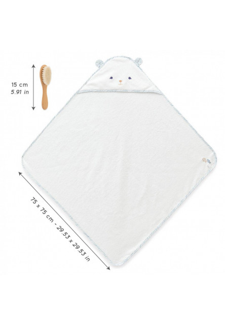 Petit Calme Kúpacia sada pre bábätká s osuškou a jemnou kefkou na česanie