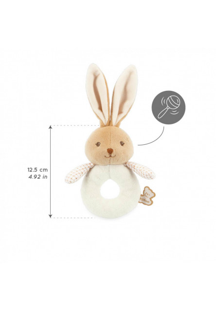 Intemporel Jemná látková hrkálka pre bábätká Zajačik