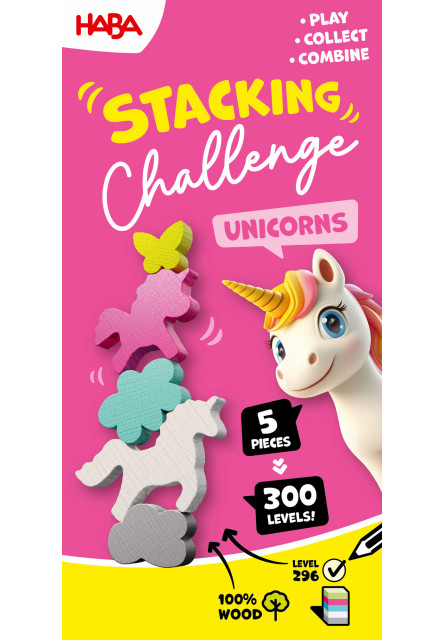 Dynamická zábavná hra Stacking Challenge Jednorožci 5 figúrok 300 zadaní