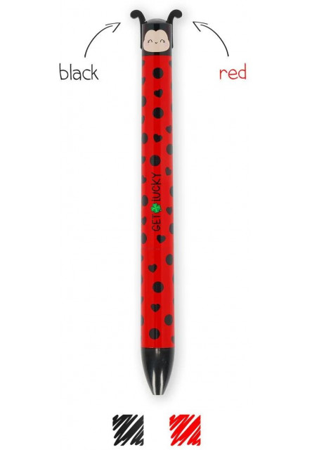Dvojfarebné pero Legami two-colour ballpoint pen - click&clack 1 mm ladybug - Lienka
