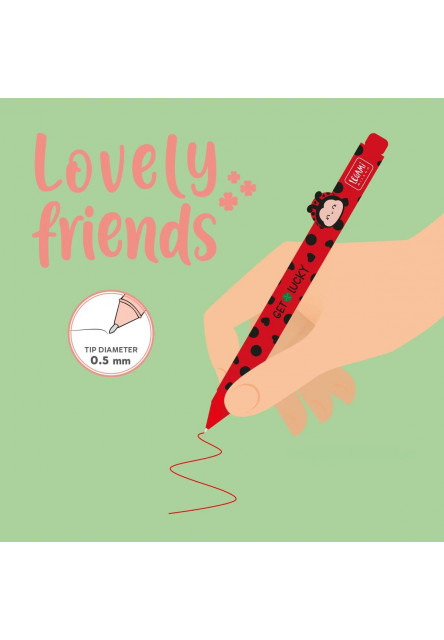 Gélové pero Legami gel pen with animal decoration - lovely friends ladybug - Lienka