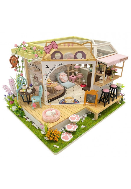 miniatúra domčeka Mačacia kaviareň so záhradkou