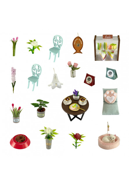 miniatúra domčeka Mačacia kaviareň so záhradkou