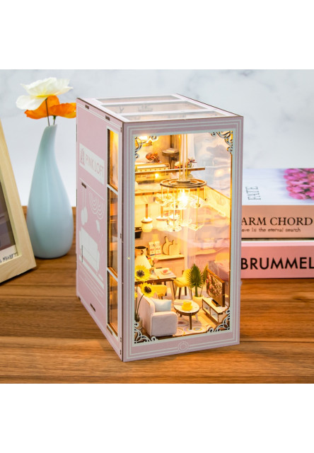 3D skladačka Zarážka na knihy Miniatúra domčeka Ružový mezonet