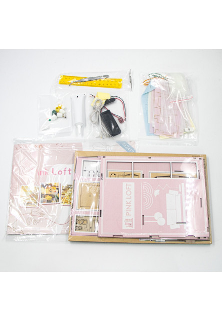 3D skladačka Zarážka na knihy Miniatúra domčeka Ružový mezonet