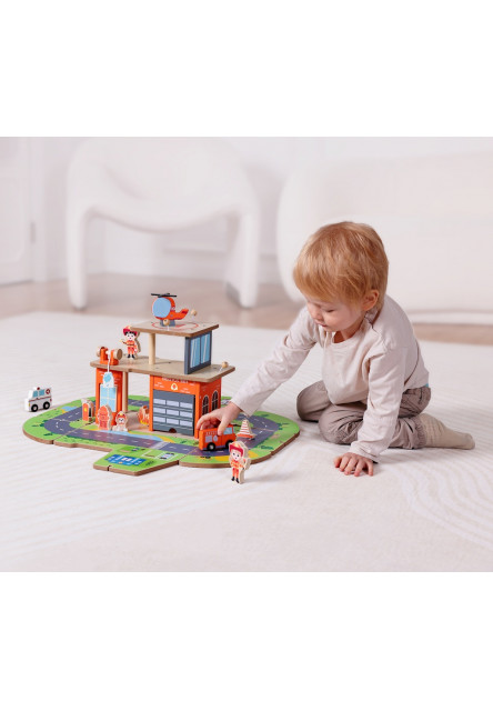 Drevená stanica Hasiči 2 v 1