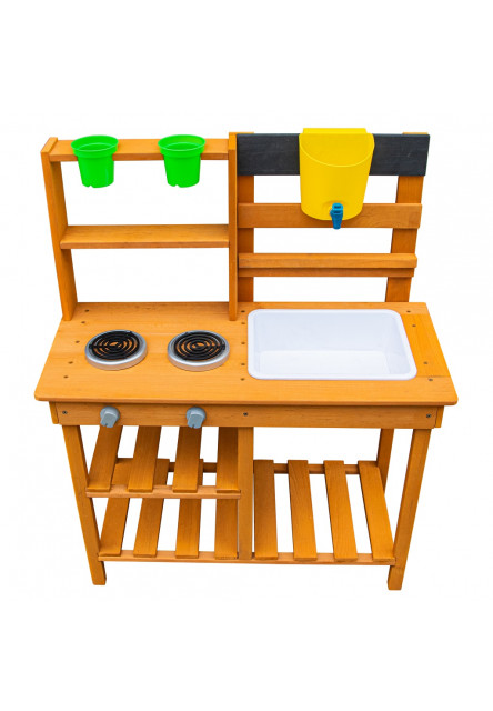 Drevená záhradná kuchynka s drezom